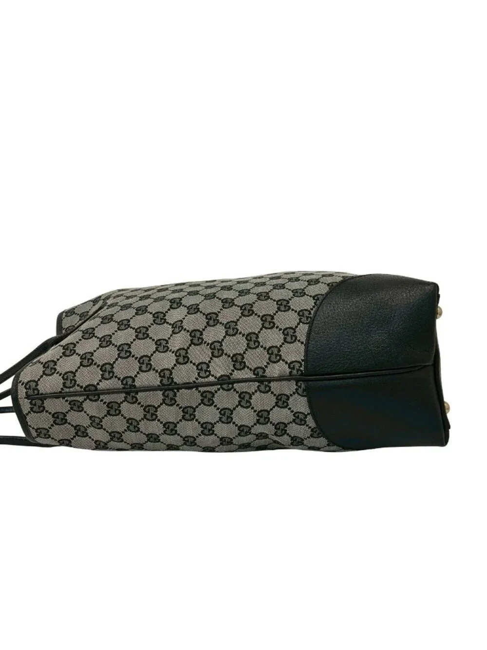 ★SOLD★ Gucci GG Pattern Canvas Leather Tote Shoulder Bag Business Black - Picture 5 of 10